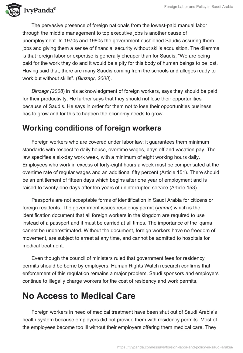 Foreign Labor and Policy in Saudi Arabia. Page 5