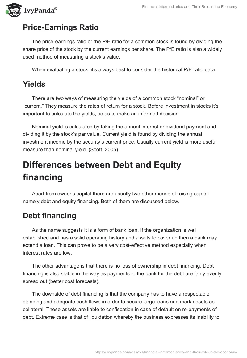 Financial Intermediaries and Their Role in the Economy. Page 5