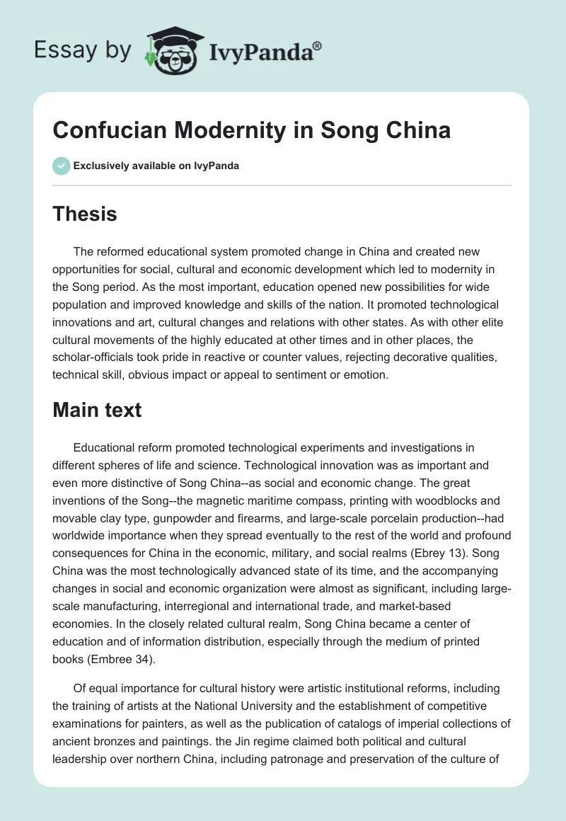 Confucian "Modernity" in Song China. Page 1
