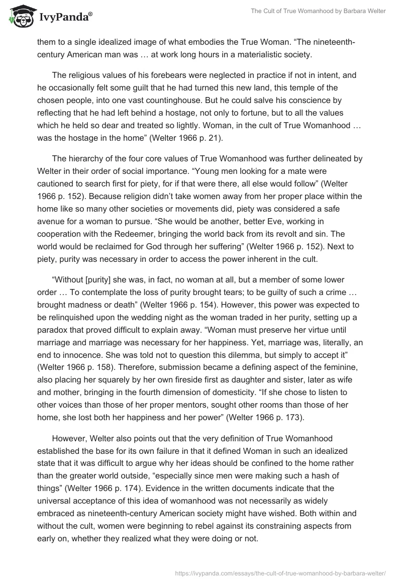 "The Cult of True Womanhood" by Barbara Welter. Page 2