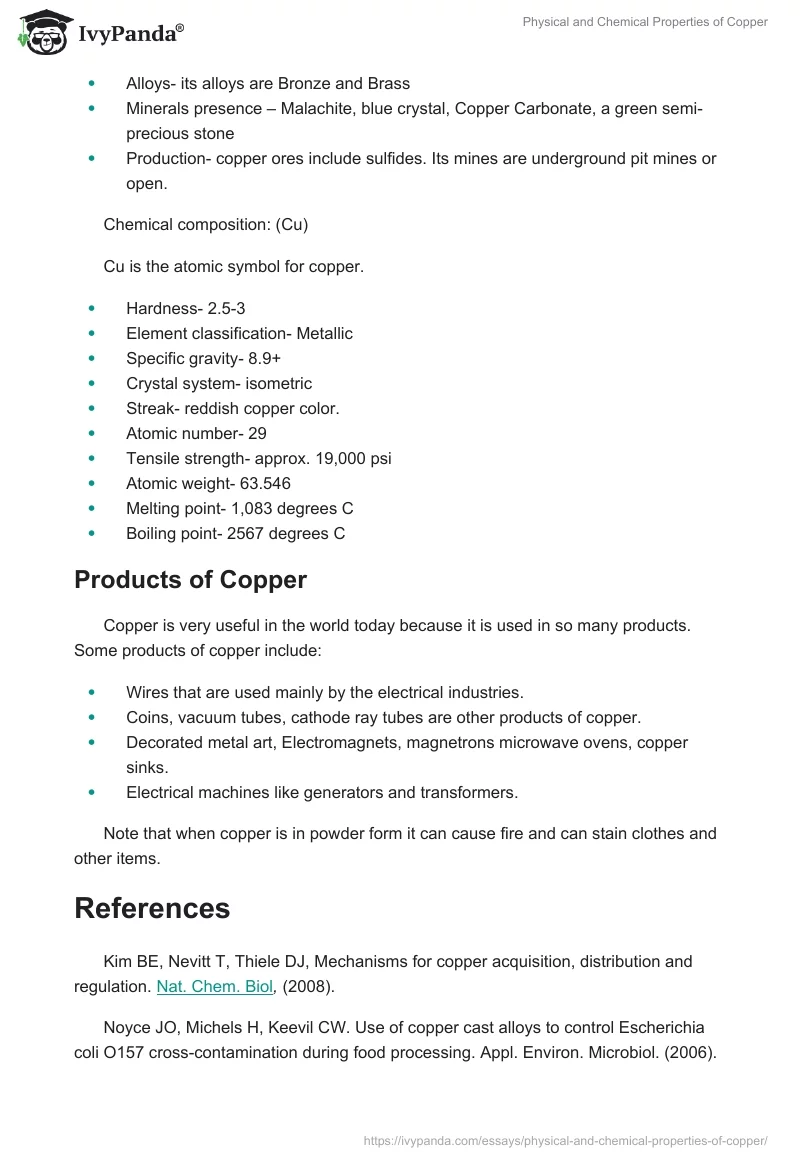 Physical and Chemical Properties of Copper. Page 2