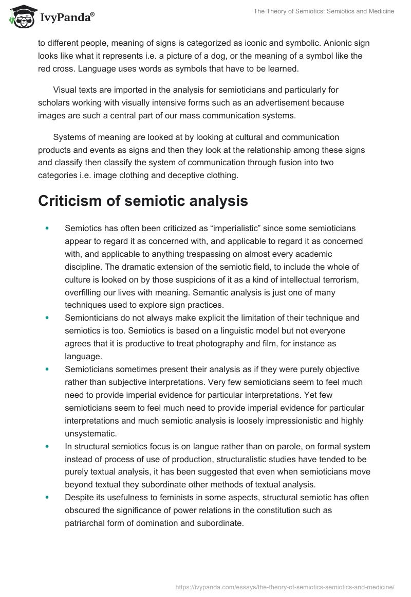The Theory of Semiotics: Semiotics and Medicine. Page 4