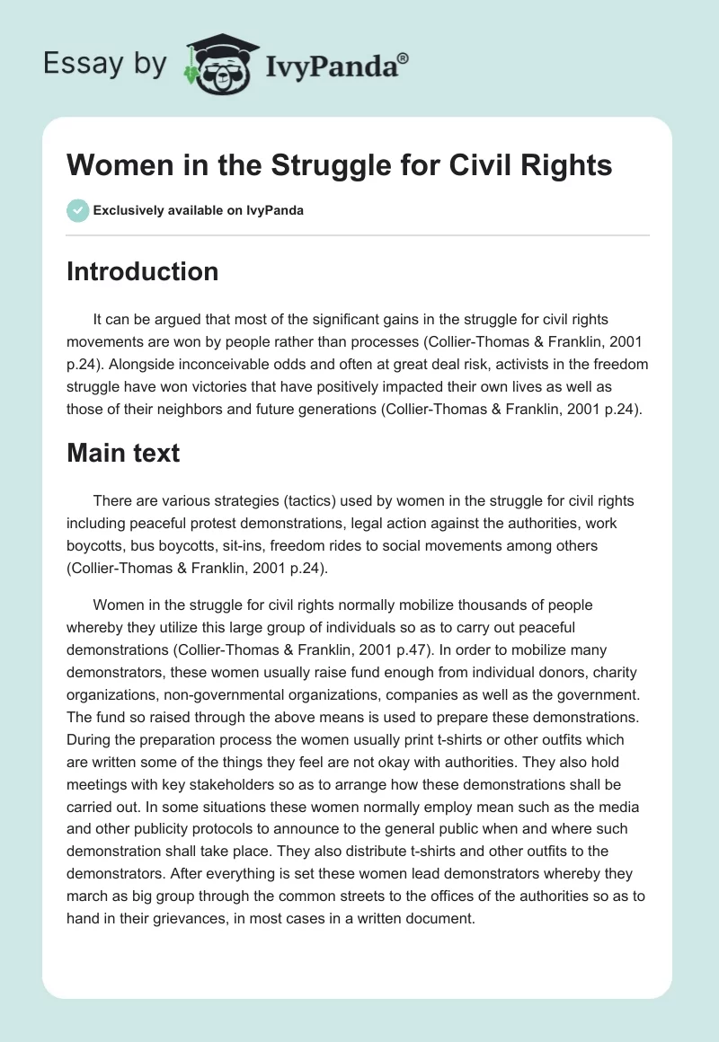 Women in the Struggle for Civil Rights. Page 1