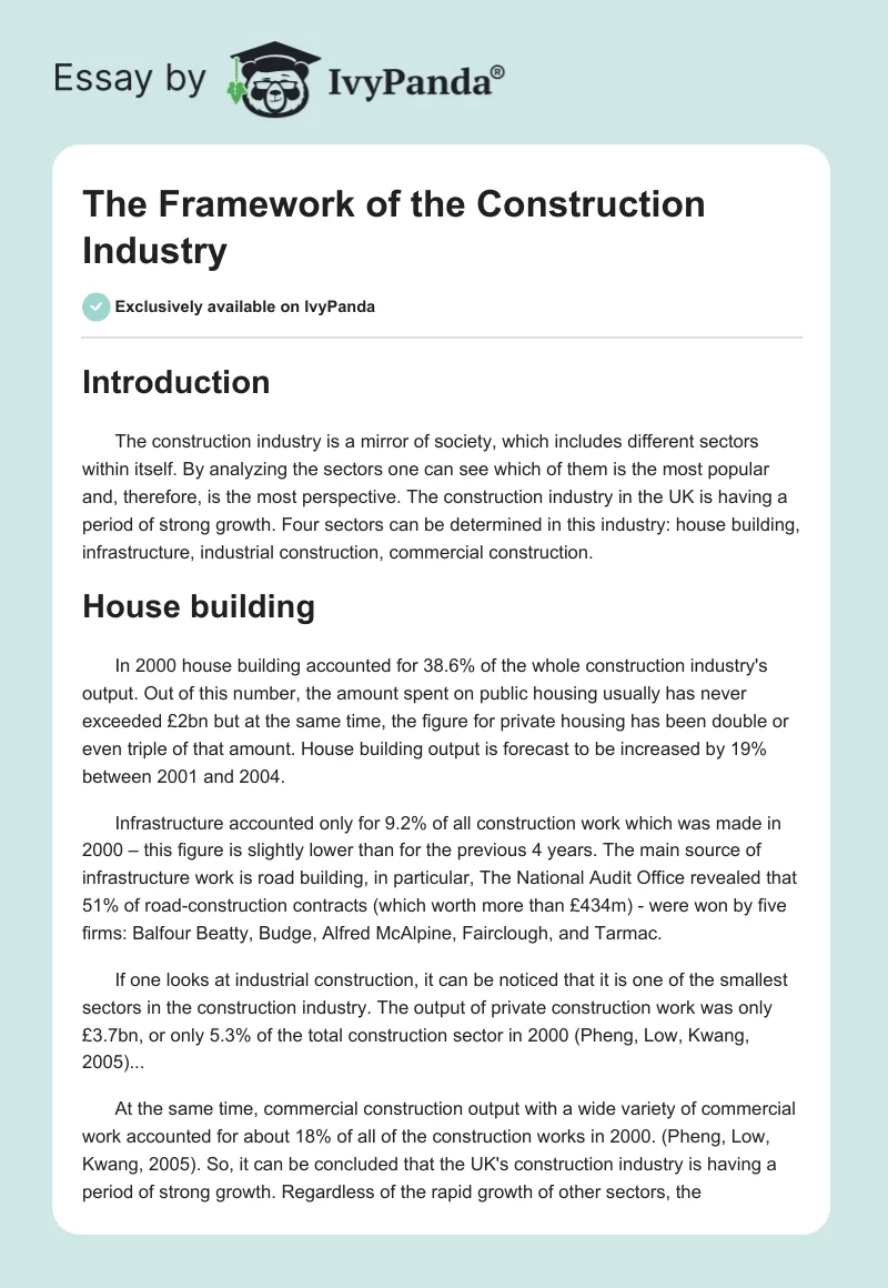 The Framework of the Construction Industry. Page 1