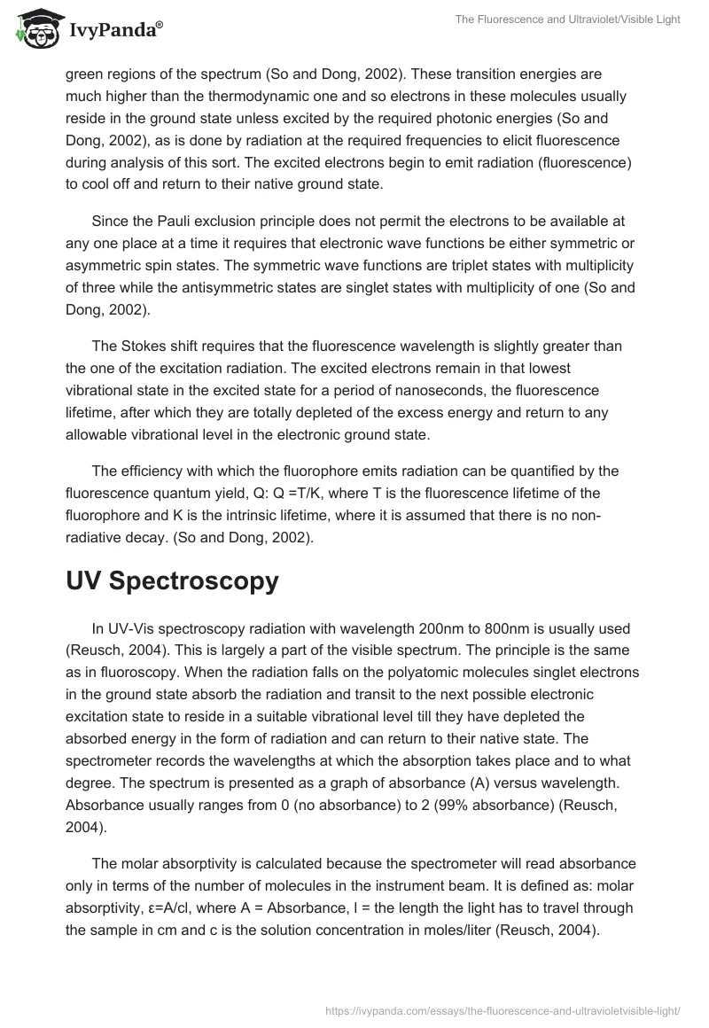 The Fluorescence and Ultraviolet/Visible Light. Page 2