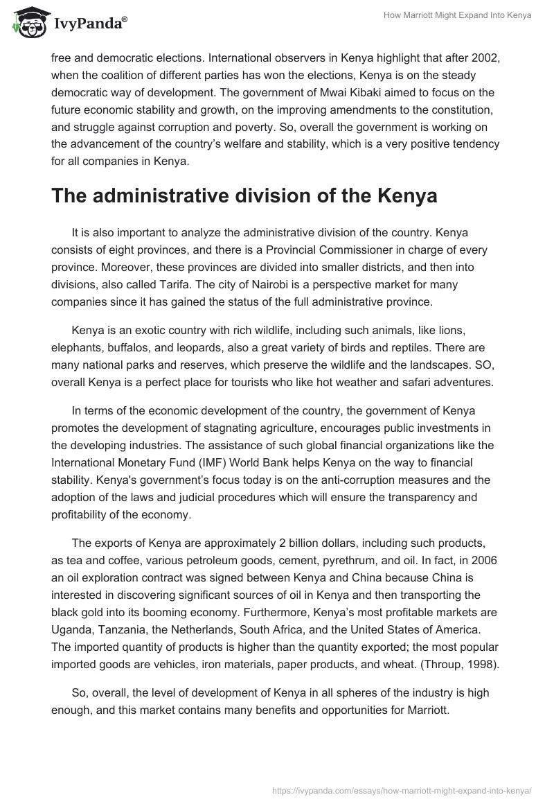 How Marriott Might Expand Into Kenya. Page 2