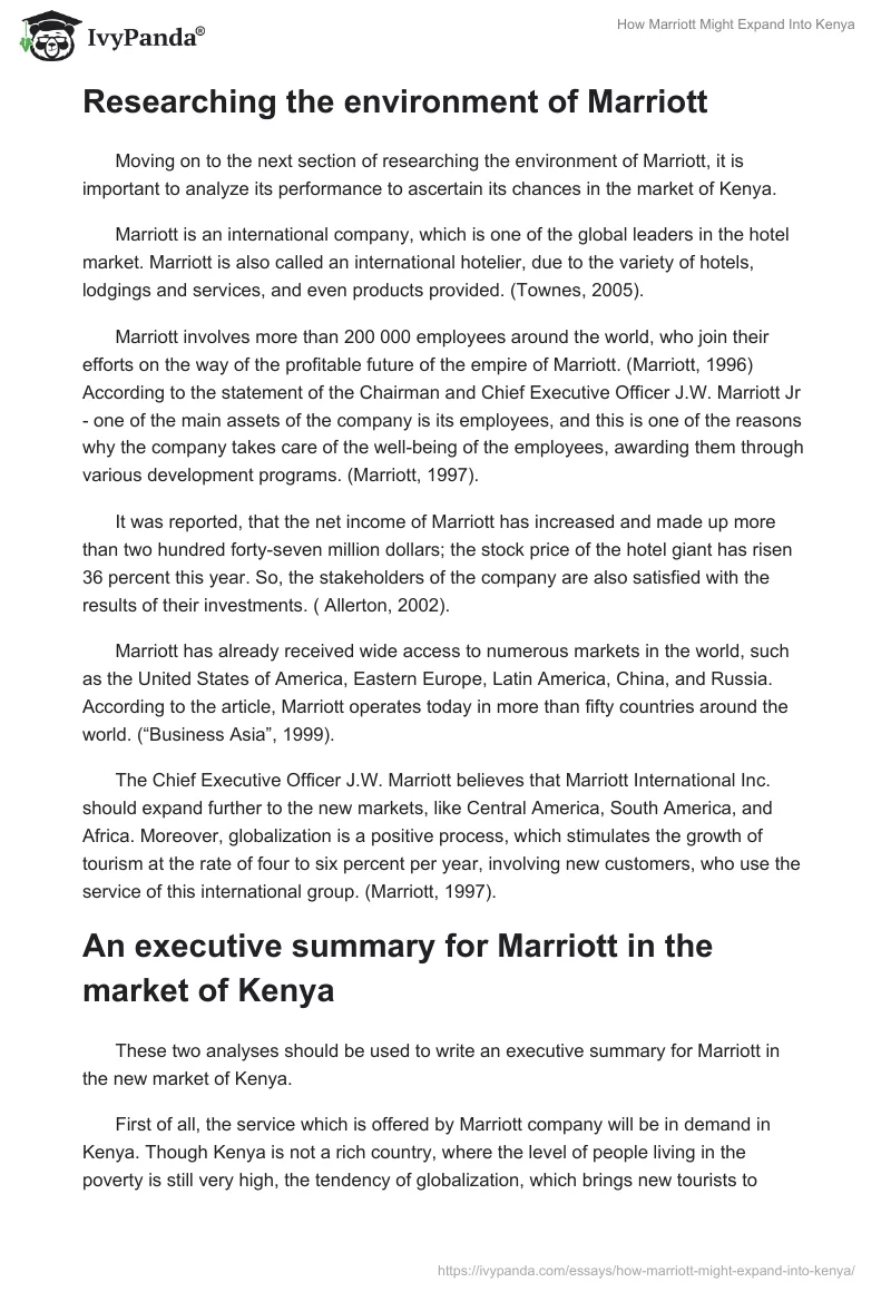 How Marriott Might Expand Into Kenya. Page 3