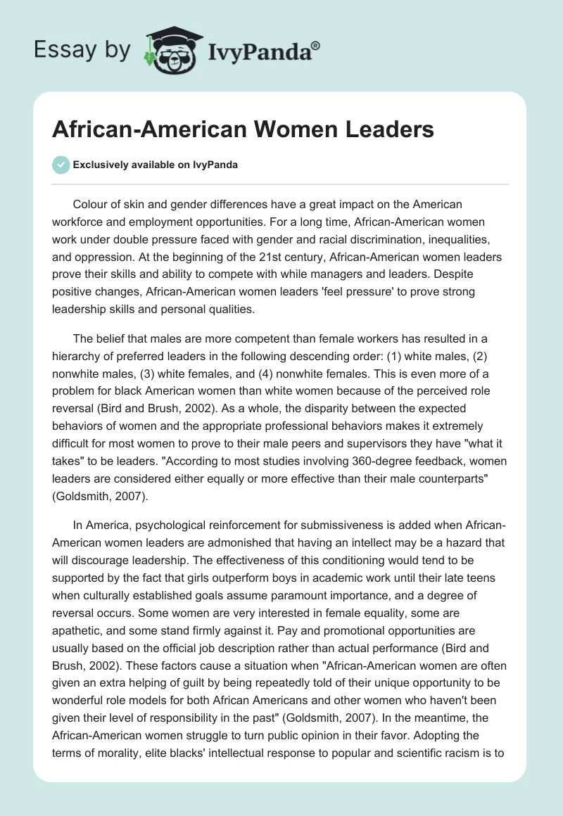 African-American Women Leaders. Page 1