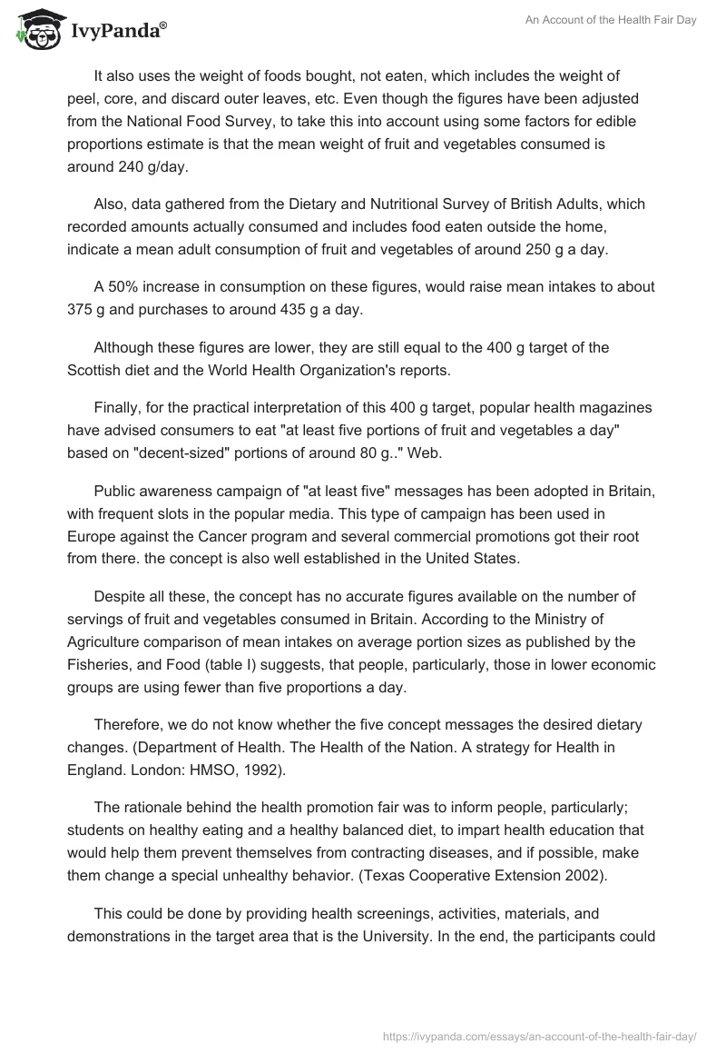 An Account of the Health Fair Day. Page 5