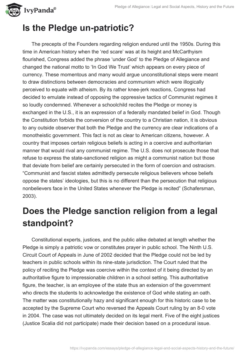 Pledge of Allegiance: Legal and Social Aspects, History and the Future. Page 3