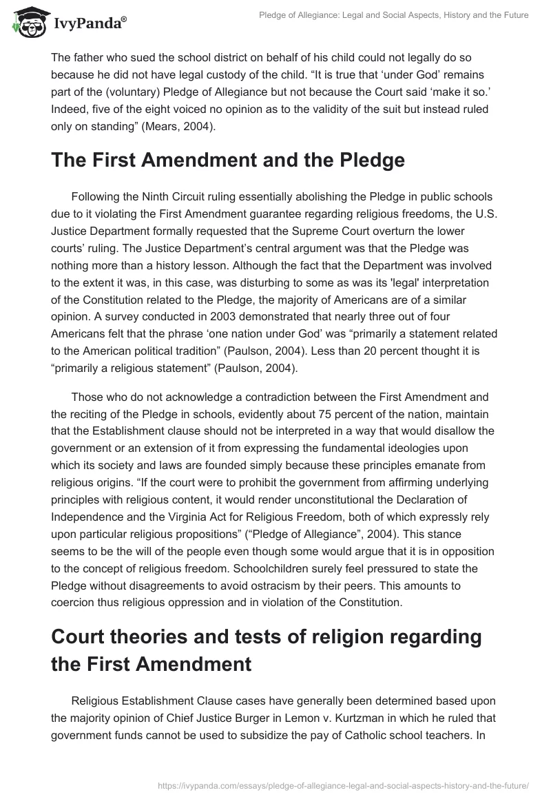 Pledge of Allegiance: Legal and Social Aspects, History and the Future. Page 4