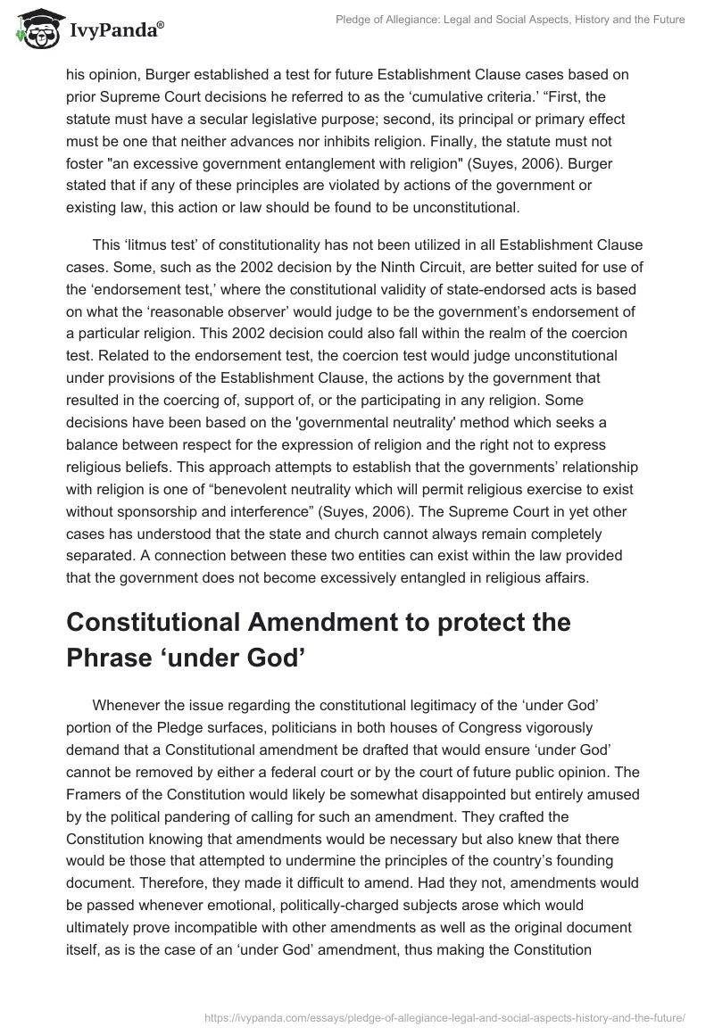Pledge of Allegiance: Legal and Social Aspects, History and the Future. Page 5