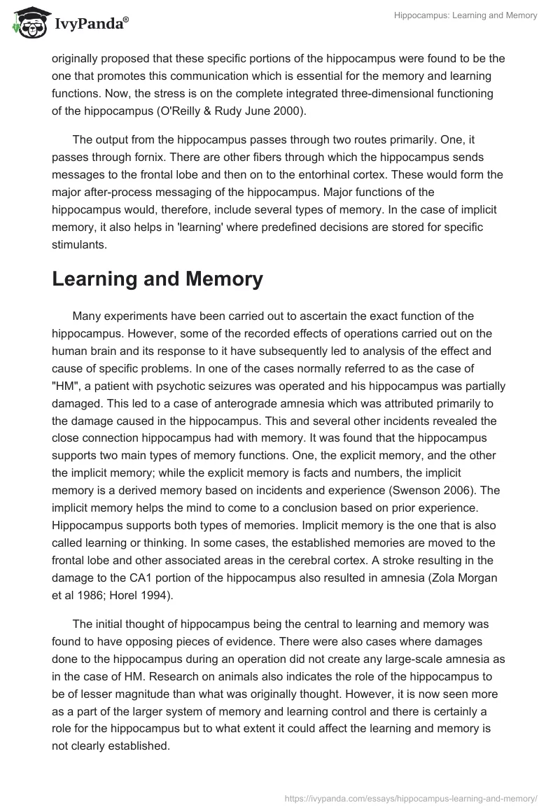 Hippocampus: Learning and Memory. Page 3