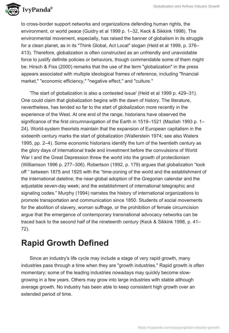 Globalization and Airlines Industry Growth. Page 2