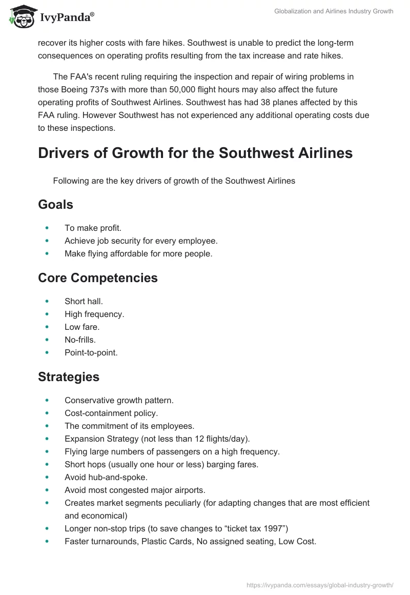Globalization and Airlines Industry Growth. Page 4