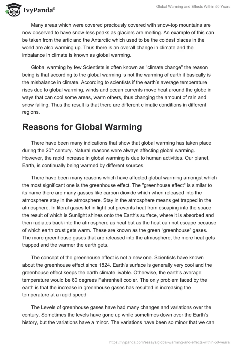 Global Warming and Effects Within 50 Years. Page 2