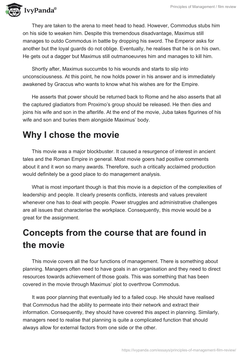 Principles of Management / Film Review. Page 3