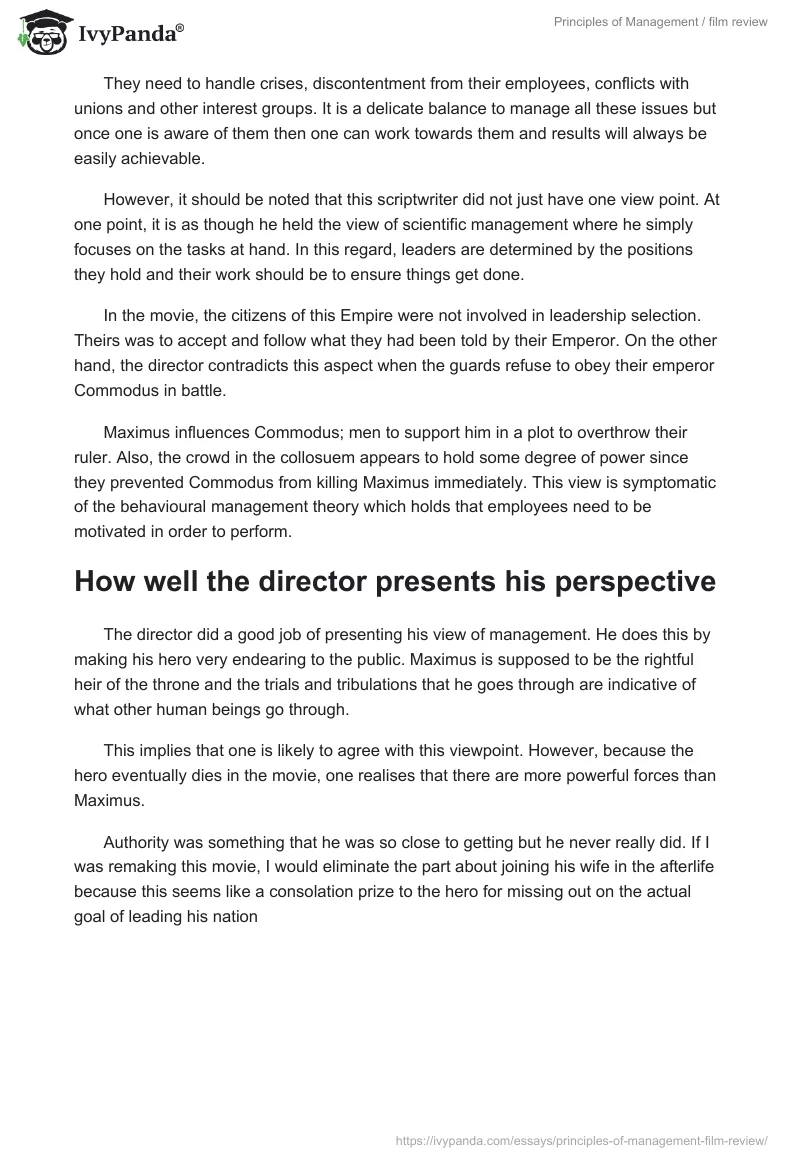 Principles of Management / Film Review. Page 5