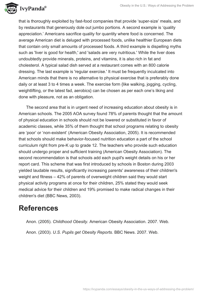Obesity in the U.S.: Ways of Addressing the Problem. Page 2