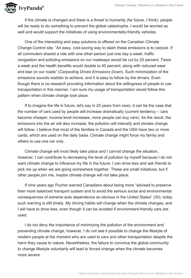Climate Change: Influence on Lifestyle in the Future. Page 2
