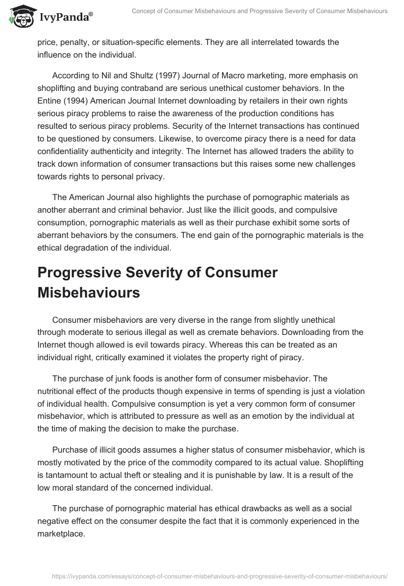 Concept of Consumer Misbehaviours and Progressive Severity of Consumer Misbehaviours. Page 3
