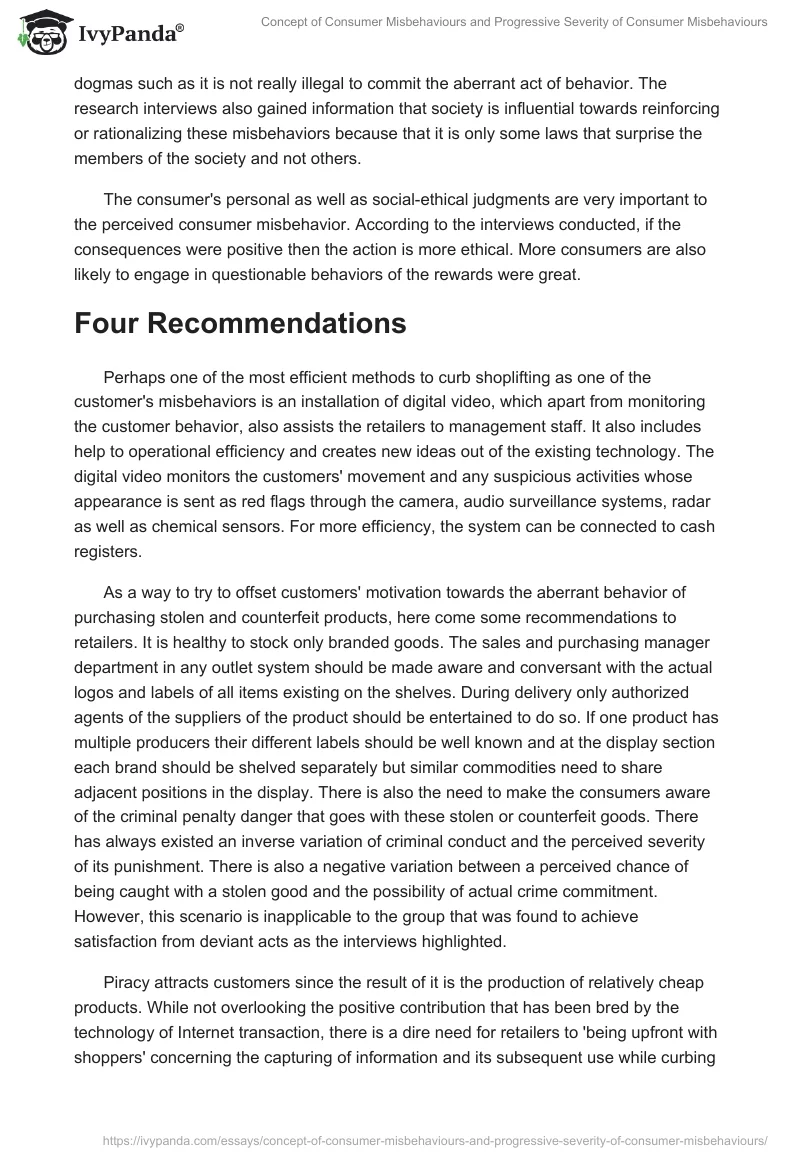 Concept of Consumer Misbehaviours and Progressive Severity of Consumer Misbehaviours. Page 5
