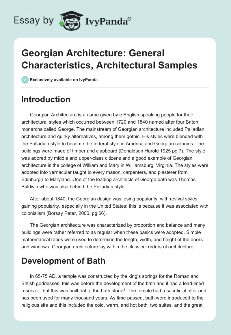 Georgian Architecture: General Characteristics, Architectural Samples. Page 1