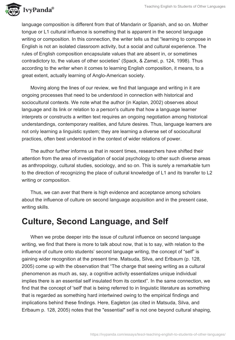 Teaching English to Students of Other Languages. Page 2
