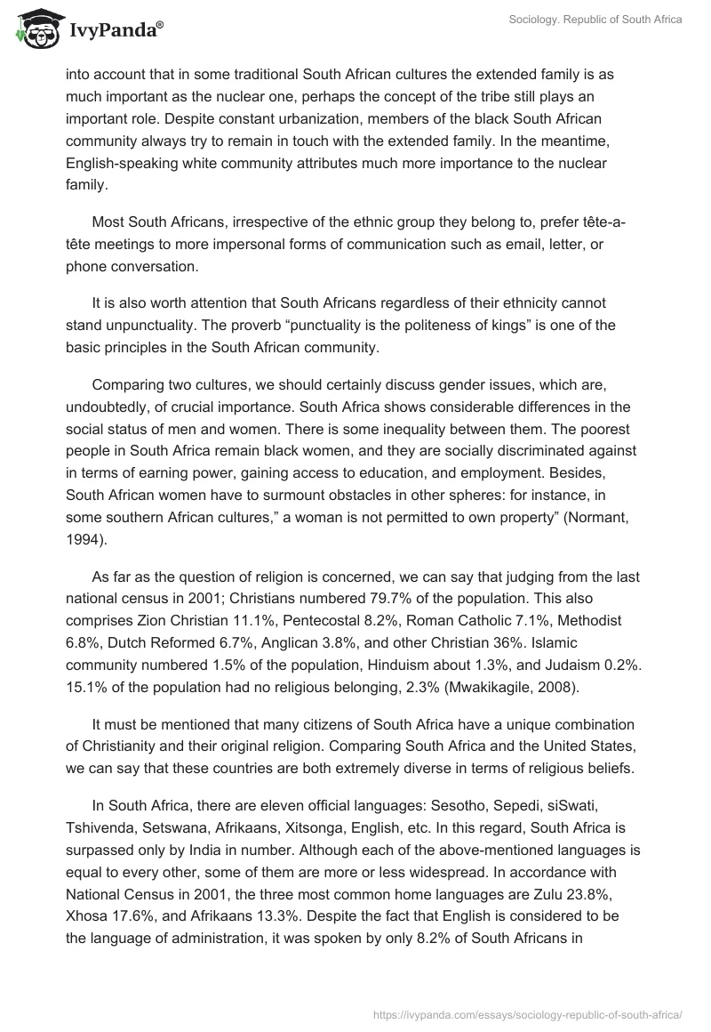 Sociology. Republic of South Africa. Page 4