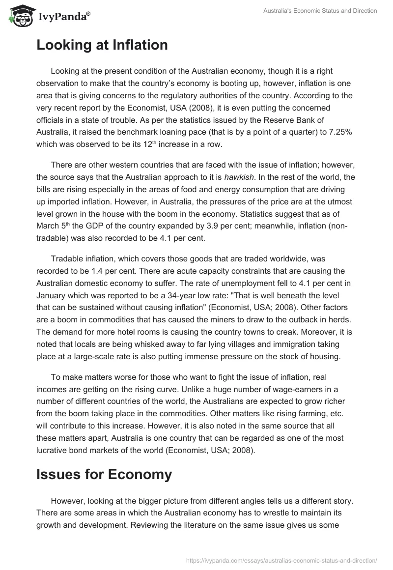 Australia's Economic Status and Direction. Page 2