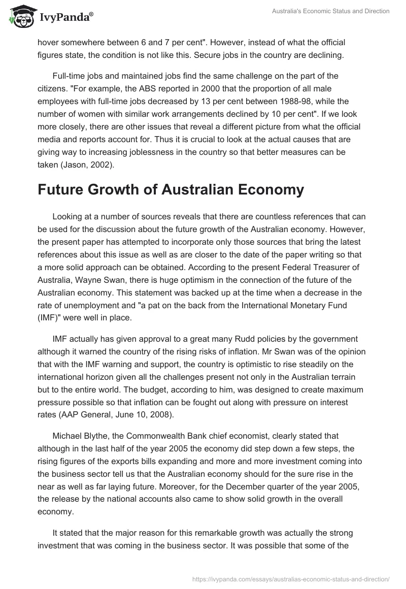 Australia's Economic Status and Direction. Page 4