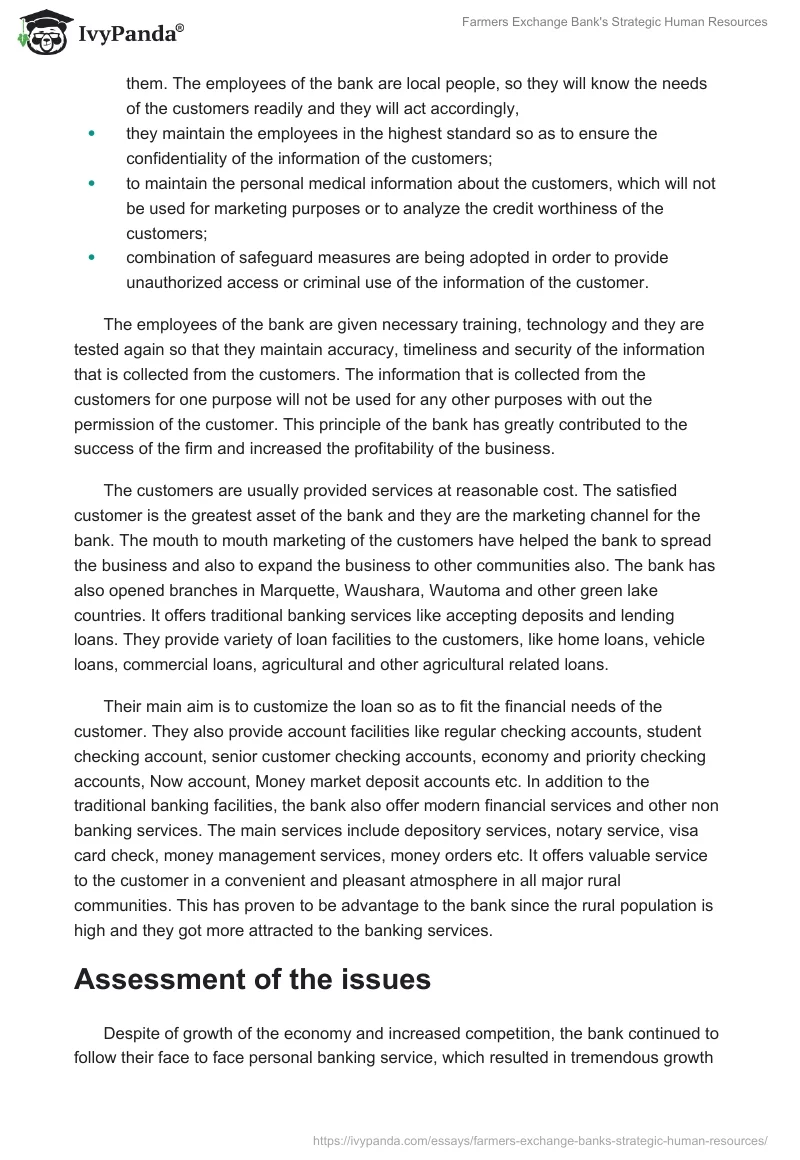Farmers Exchange Bank's Strategic Human Resources. Page 2