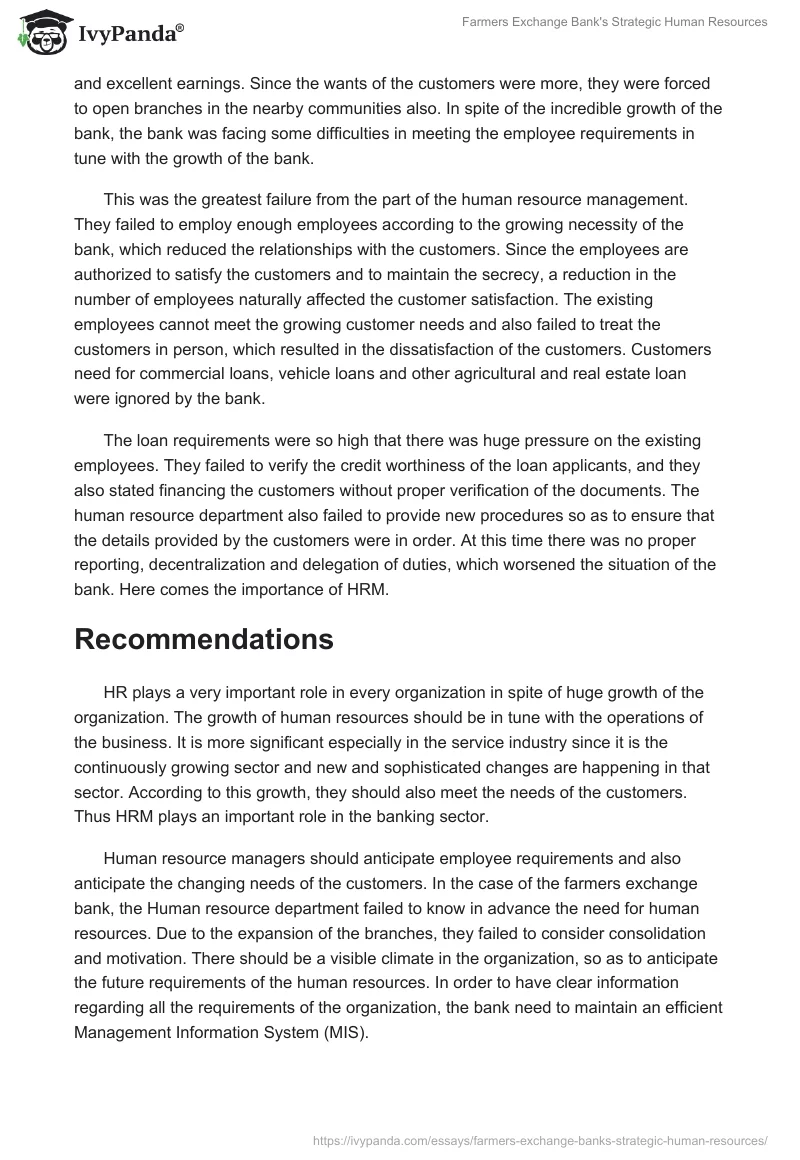 Farmers Exchange Bank's Strategic Human Resources. Page 3