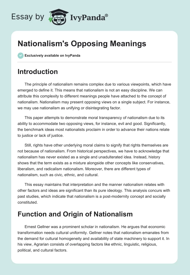 Nationalism's Opposing Meanings. Page 1