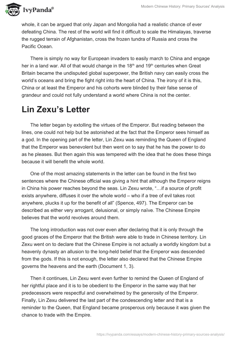 Modern Chinese History: Primary Sources' Analysis. Page 2