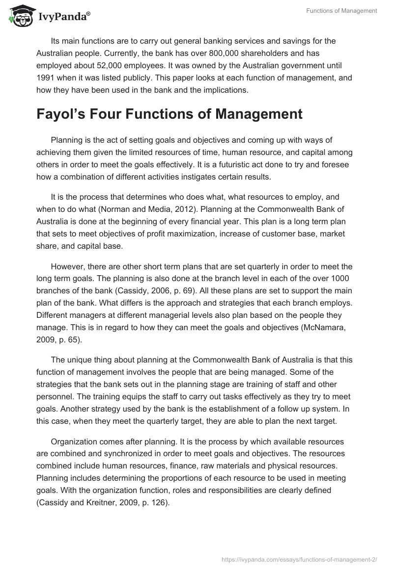 Functions of Management. Page 2