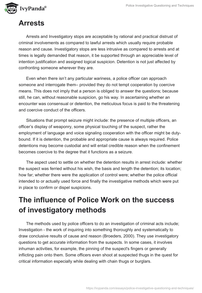Police Investigative Questioning and Techniques. Page 2