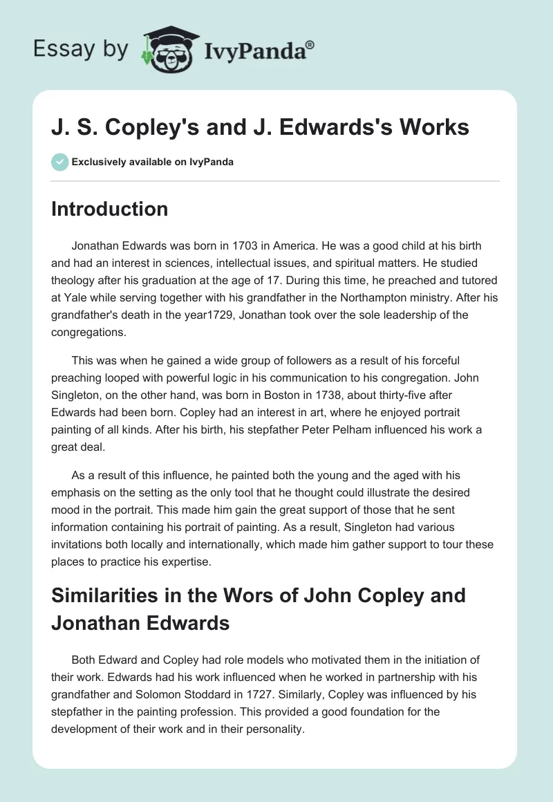 J. S. Copley's and J. Edwards's Works. Page 1