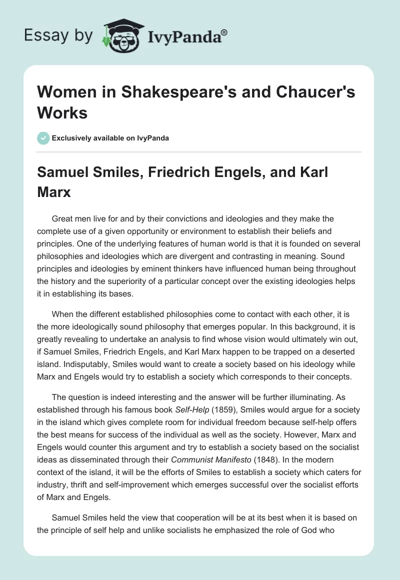 Women in Shakespeare's and Chaucer's Works. Page 1