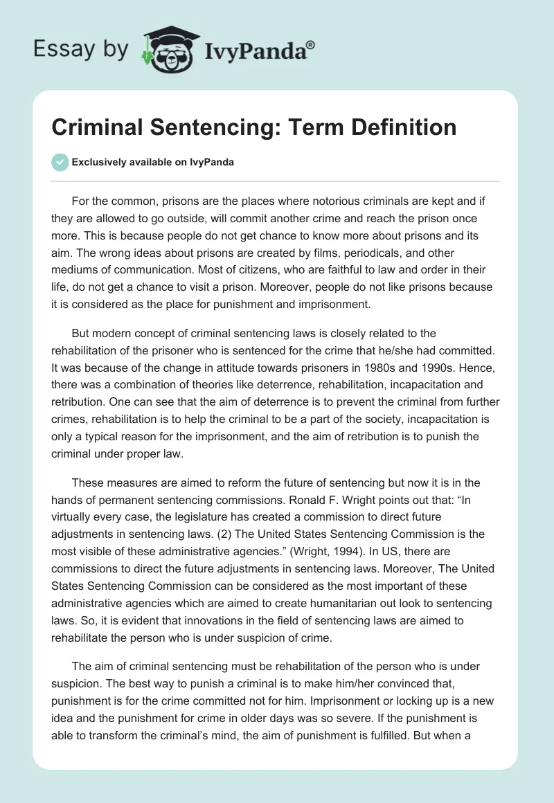 Criminal Sentencing: Term Definition. Page 1