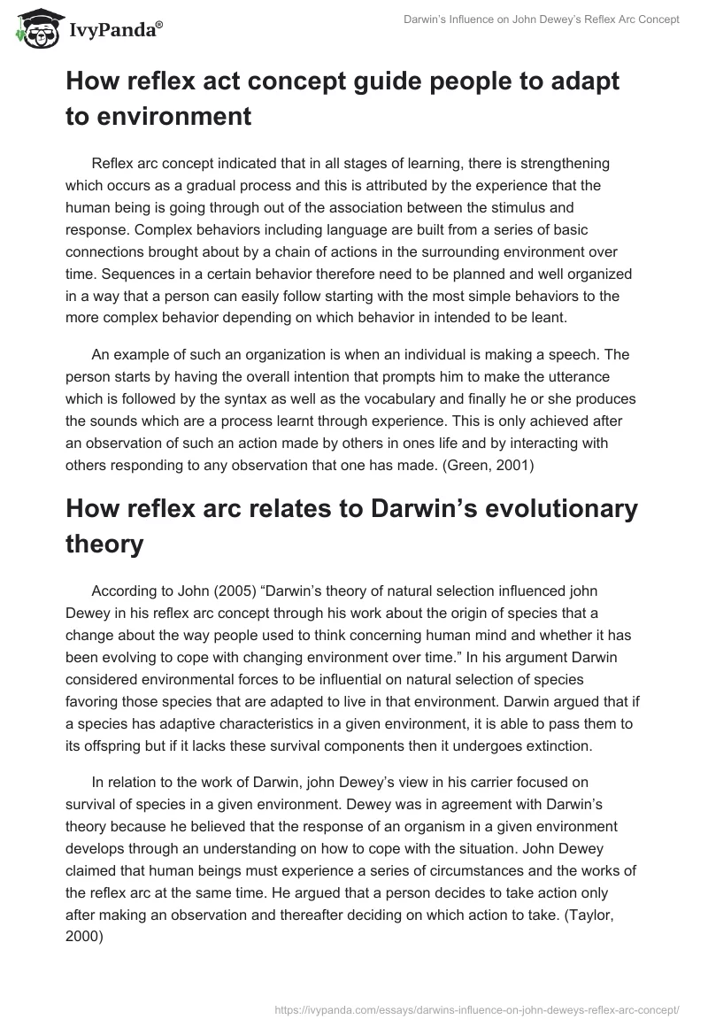 Darwin’s Influence on John Dewey’s Reflex Arc Concept. Page 3