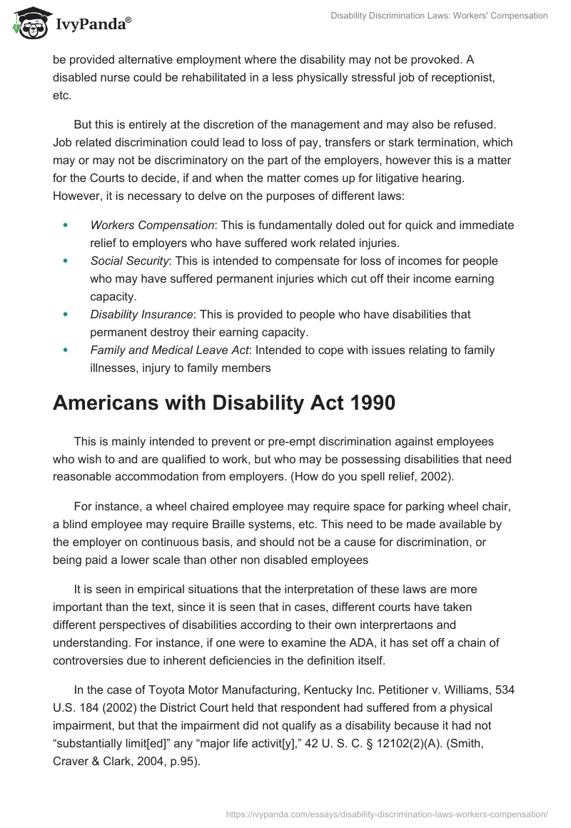 Disability Discrimination Laws: Workers' Compensation. Page 3