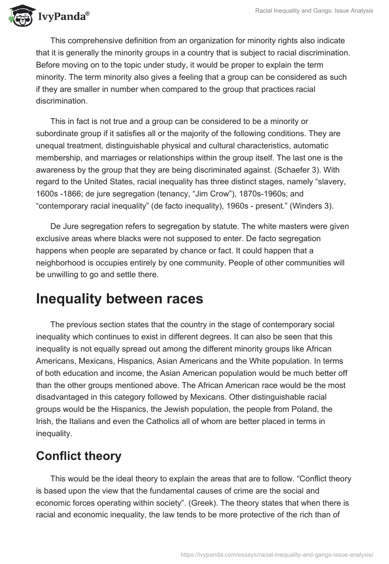 Racial Inequality and Gangs: Issue Analysis. Page 2