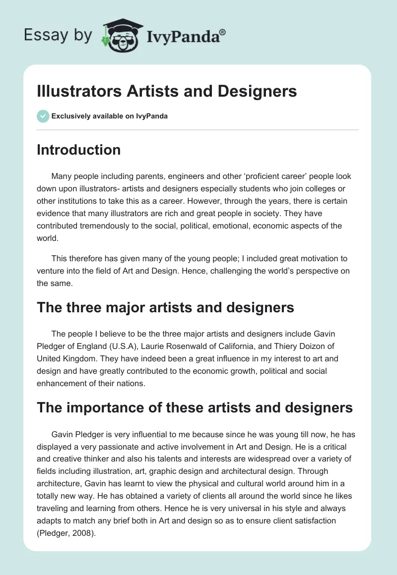 Illustrators Artists and Designers. Page 1