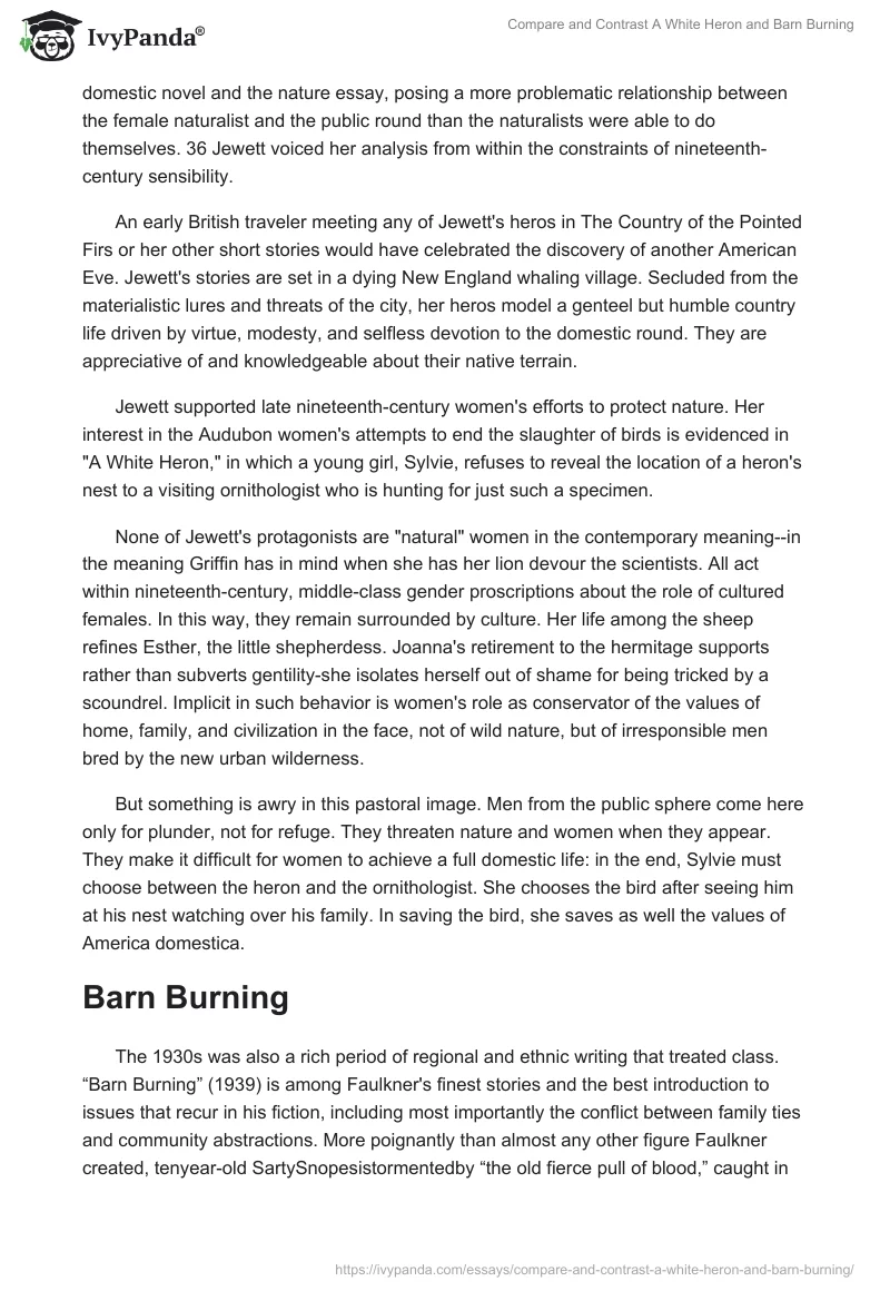 Compare and Contrast "A White Heron" and "Barn Burning". Page 2