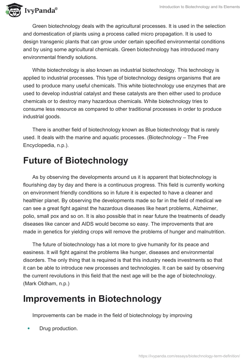 biotechnology essay 500 words