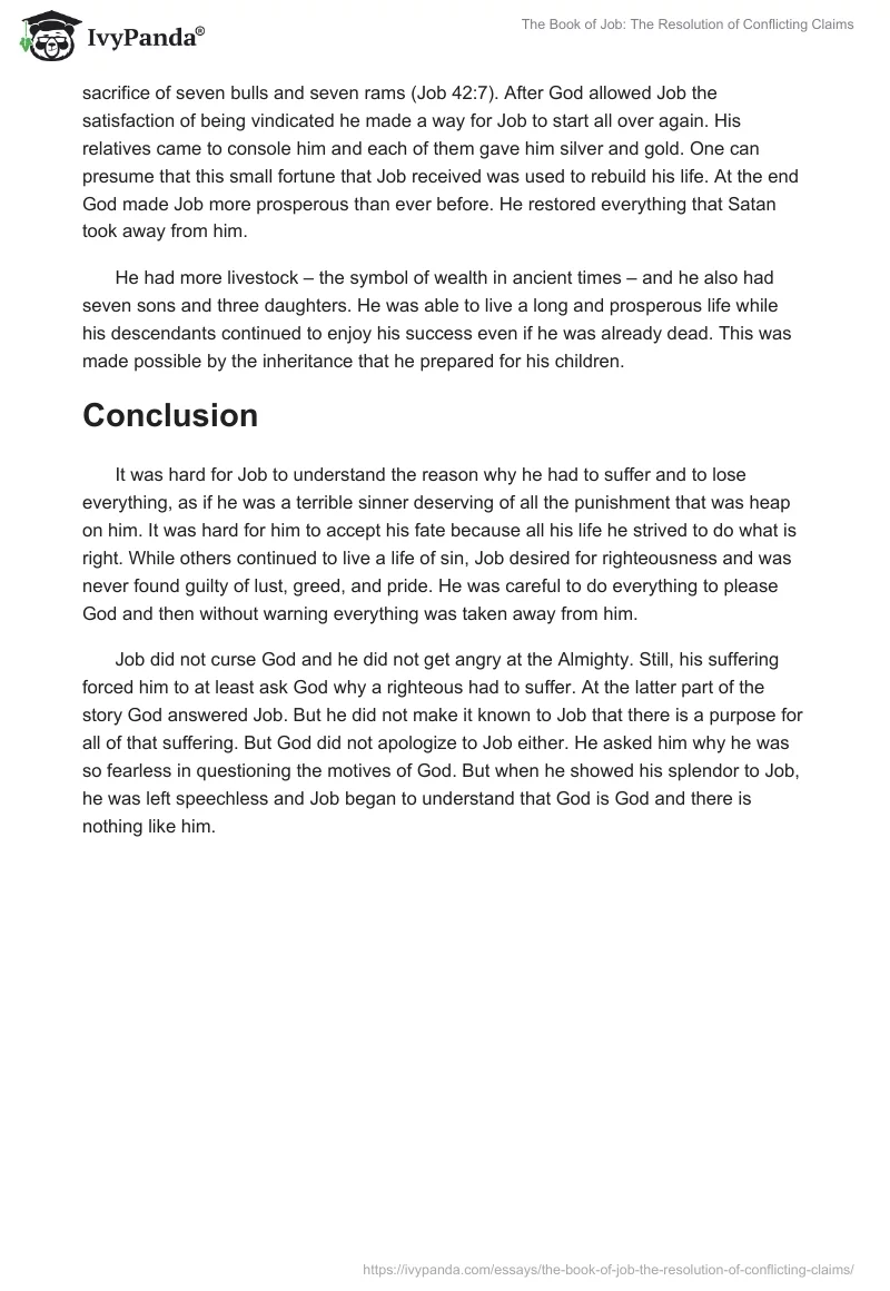 The Book of Job: The Resolution of Conflicting Claims. Page 4