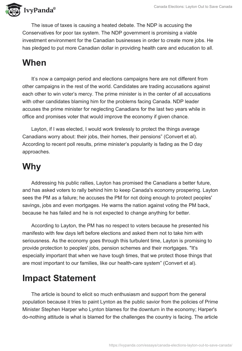 Canada Elections: Layton Out to Save Canada. Page 2