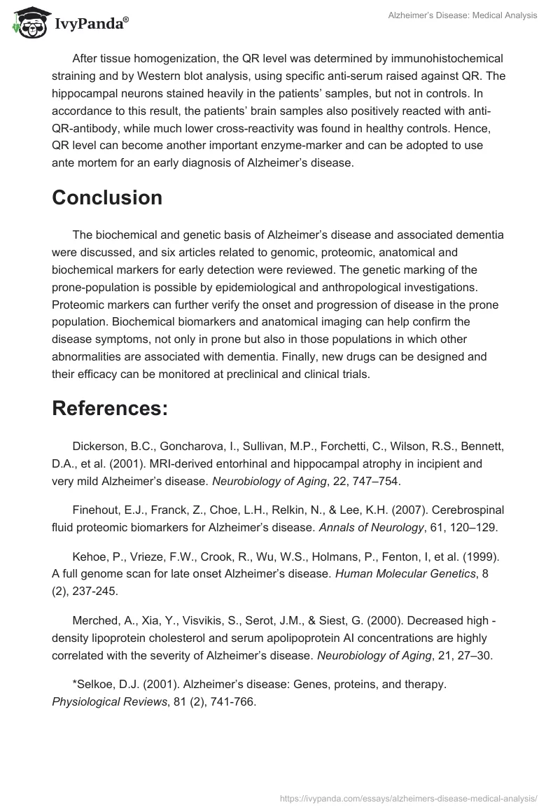 Alzheimer’s Disease: Medical Analysis. Page 4