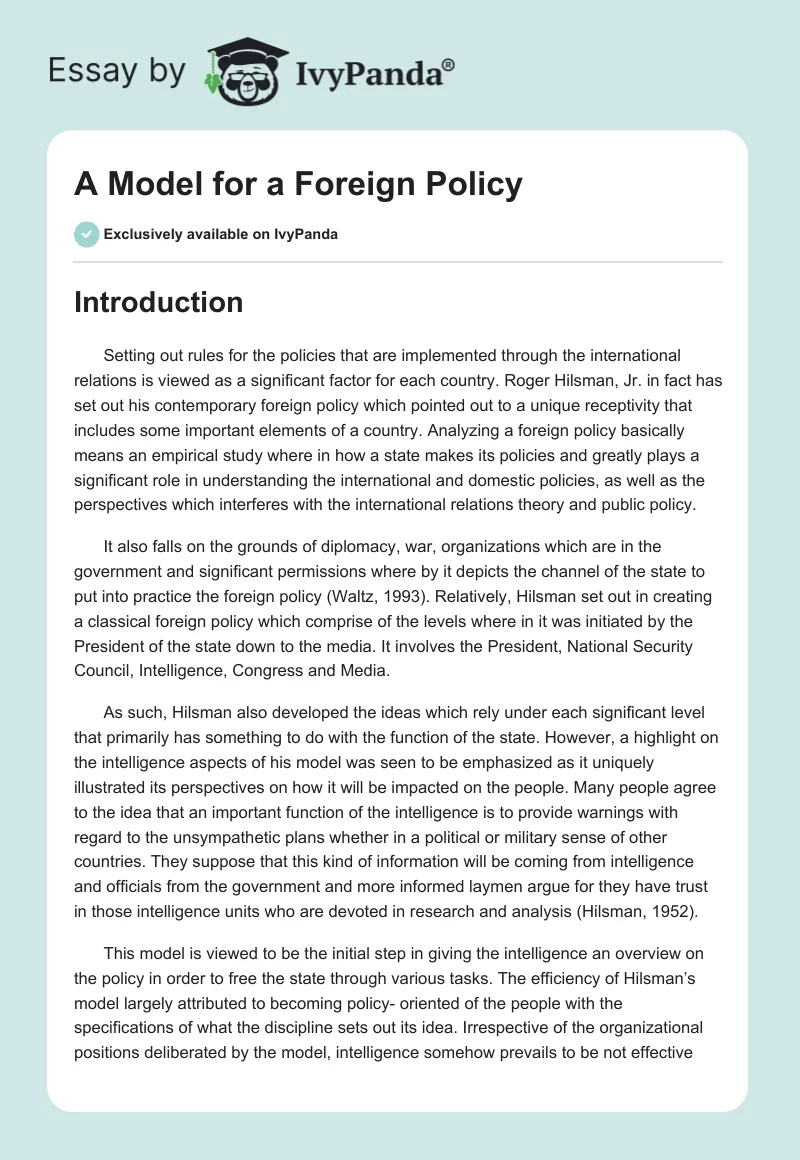 A Model for a Foreign Policy. Page 1